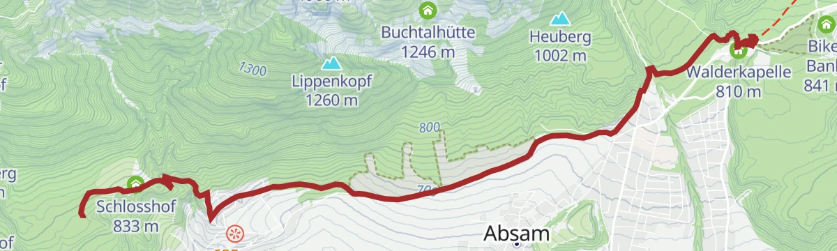 Route map: Verbindungsstrecke Bogner Aste - Thaur